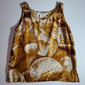 Vintage Lillie Rubin Sz 12 Golden Shell-Print Sleeveless Tank